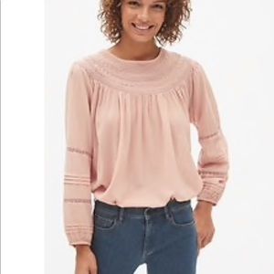 Smocked Lace-Trim Peasant Blouse